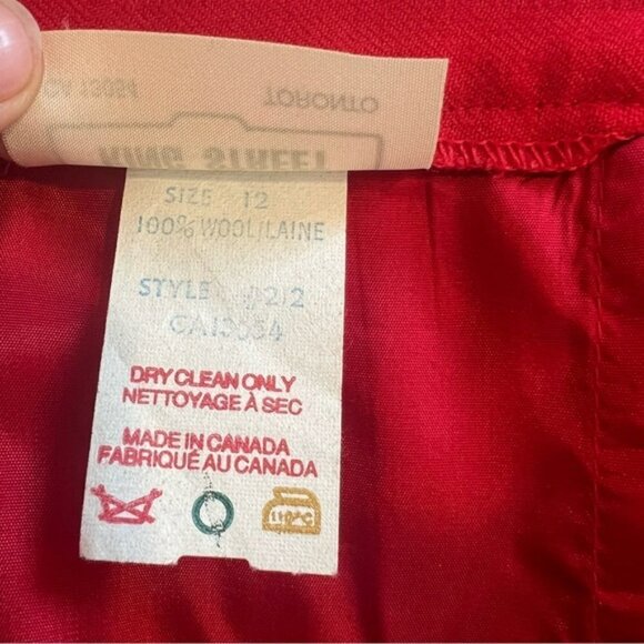 Vintage King Street 70s 80s 100% wool Mini Skirt Red, Size 12 with Pockets - Picture 7 of 13